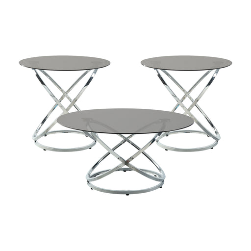 Home Elegance Marion Black Chrome Silver 3pc Occasional Table Set