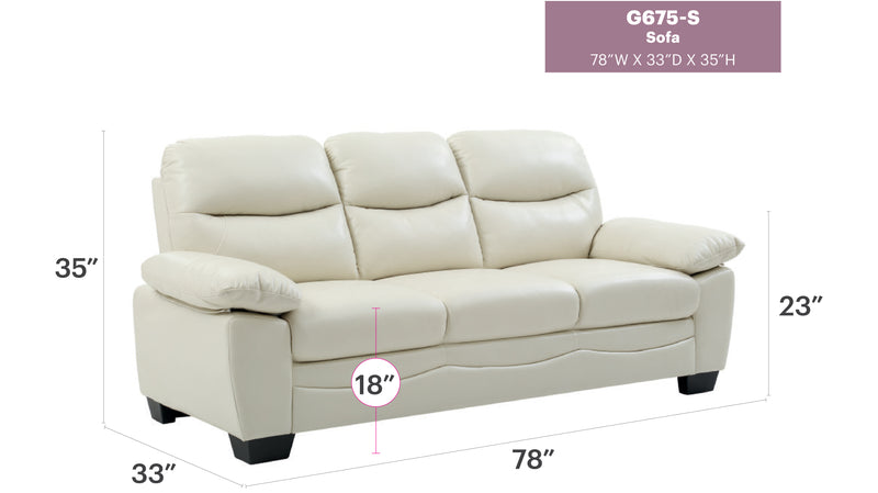 Glory Furniture Marta Gray Faux Leather Sofa