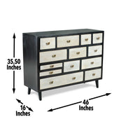Steve Silver Papillon Ivory Ebony 13 Drawers Sideboard