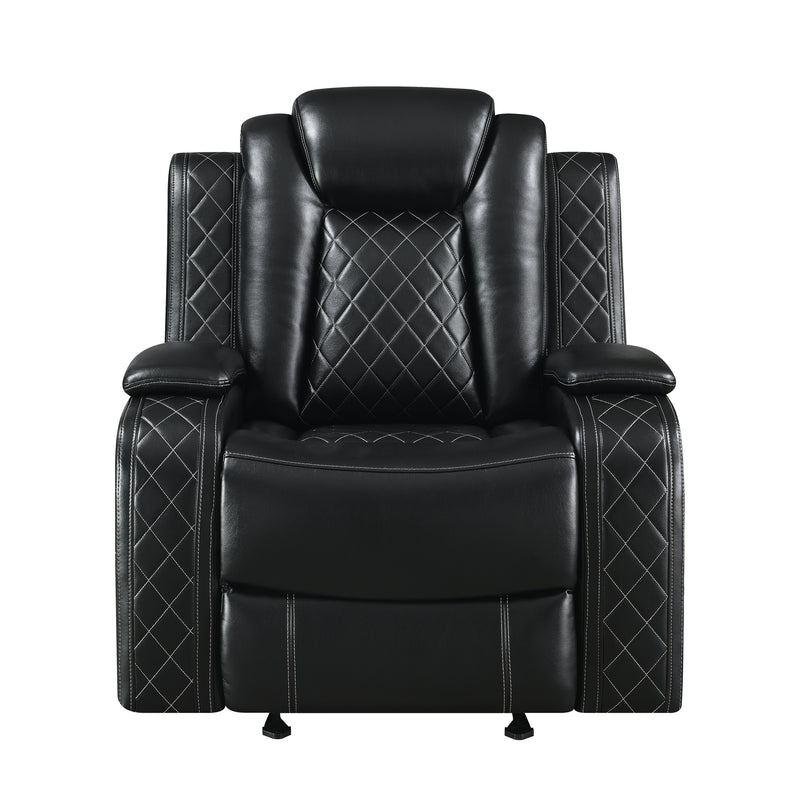 New Classic Furniture Orion II Black Glider Recliner with Power Footrest and Headrest