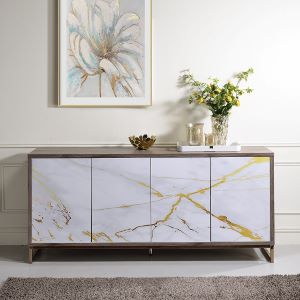 Acme Furniture Paavan White Oak Champagne Console Cabinet