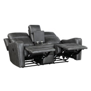 Home Elegance Kellen Dark Gray Power Double Reclining Love Seat with Console