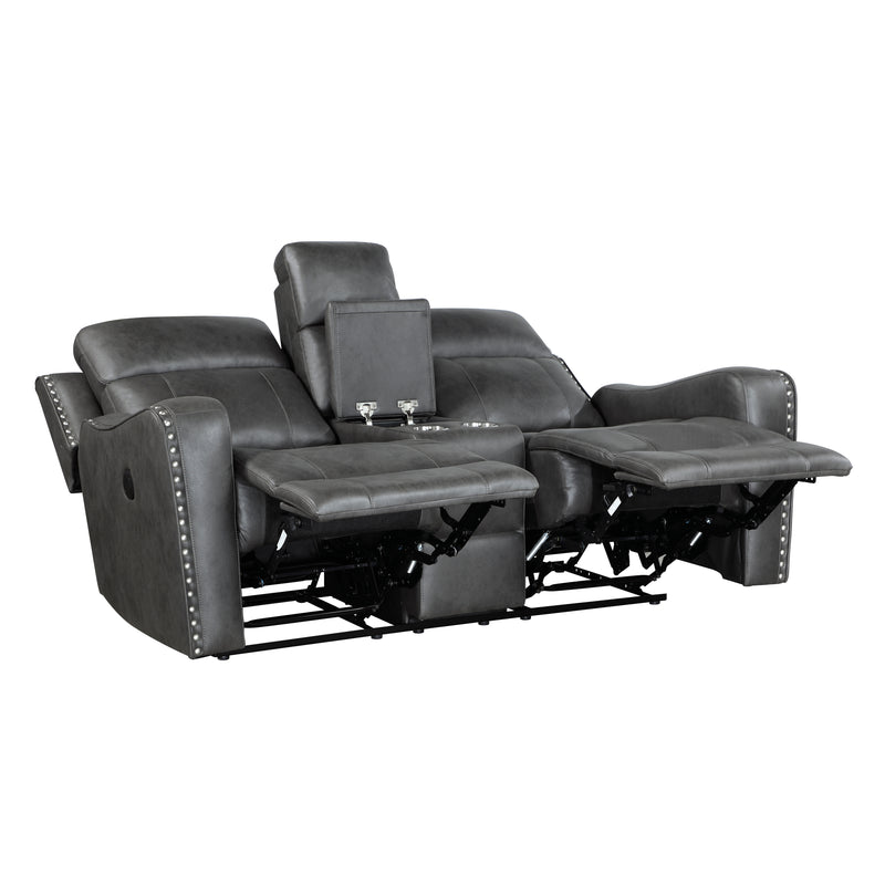 Home Elegance Kellen Dark Gray Power Double Reclining Love Seat with Console