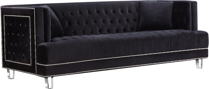 Meridian Furniture Lucas Black Velvet Sofa