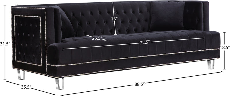 Meridian Furniture Lucas Black Velvet Sofa