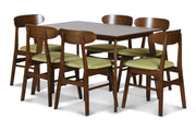 New Classic Furniture Morocco Walnut Brown Green 7pc Dining Room Set