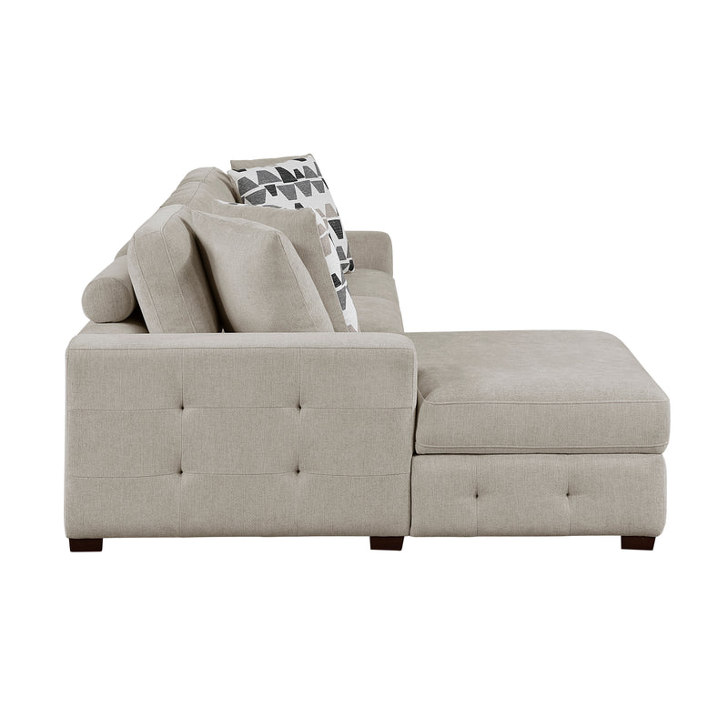 Home Elegance Raife Gray 3pc Sectional with Left Chaise and Ottoman