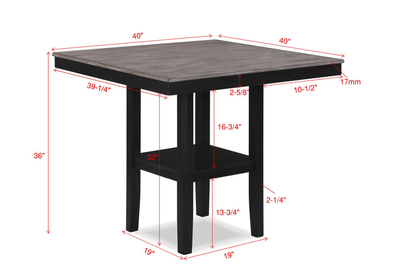 Crown Mark Lester Light Grey 5pc Counter Height Table Set