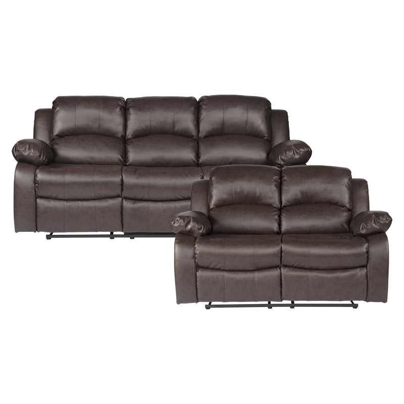 Home Elegance Cranley Brown Faux Leather 2pc Living Room Set