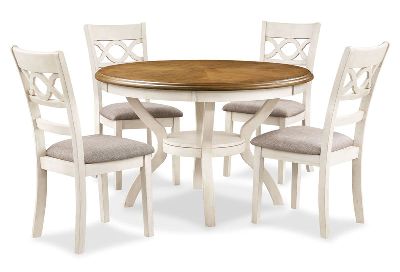 New Classic Furniture Cori Bisque Brown 5pc Round Dining Set