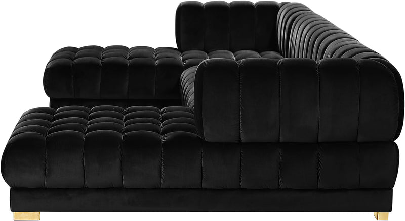Meridian Furniture Gwen Black Velvet 3pc Sectional