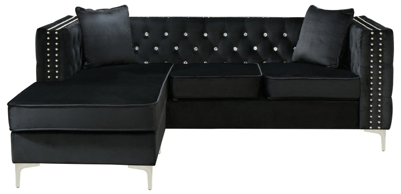 Glory Furniture Paige Gray Velvet Sofa Chaise