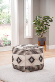 Steve Silver Dalia Beige Square Handwoven Woolen Pouf