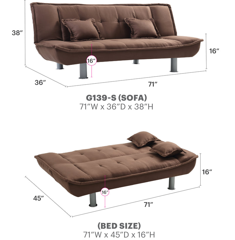 Glory Furniture Lionel Brown Faux Leather Sofa Bed