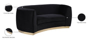 Meridian Furniture Julian Navy Velvet Gold Loveseat