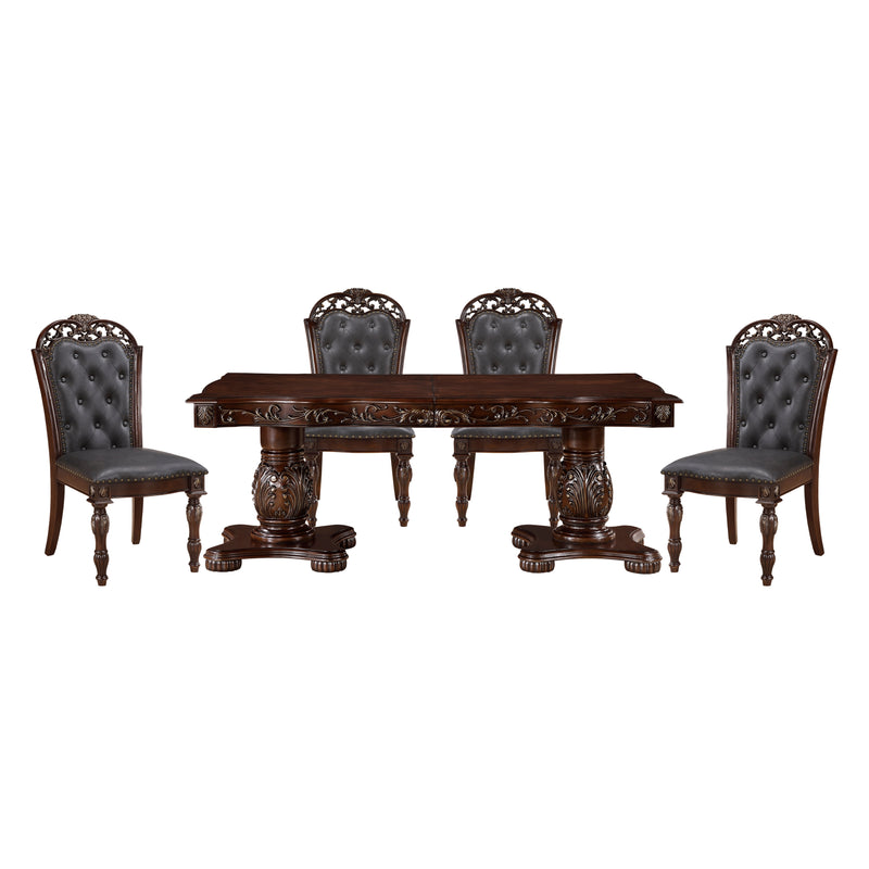 Home Elegance Adelina Cherry Gold 5pc Dining Room Set