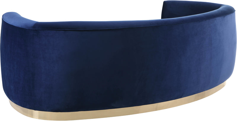 Meridian Furniture Julian Navy Velvet Gold Sofa