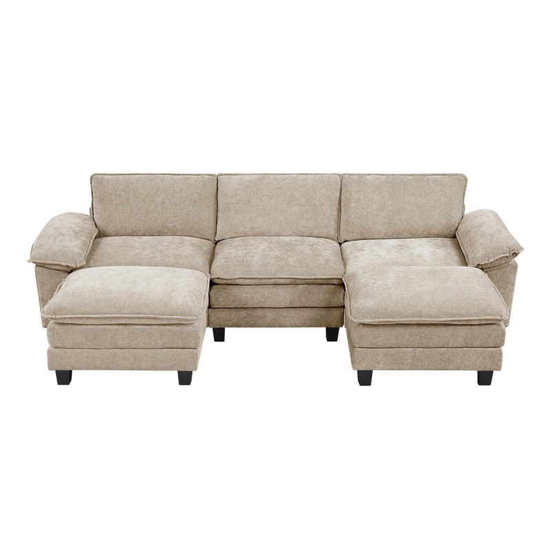 Home Elegance Dublin Pewter 5pc Modular Sectional with 2 Ottoman