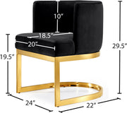 Meridian Furniture Gianna Cream Velvet Gold Dining Chair