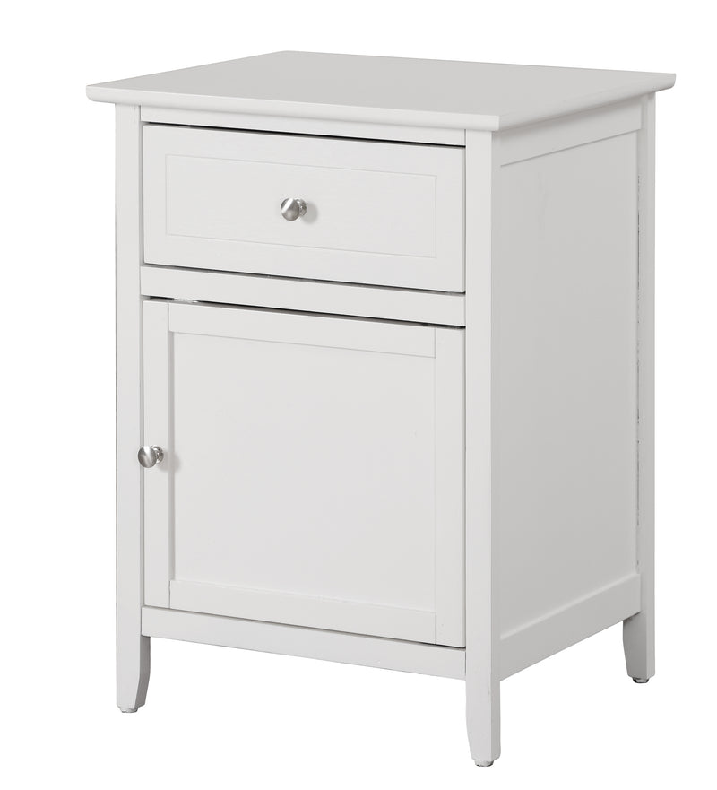 Glory Furniture Izzy White 1 Drawer 1 Door Nightstand