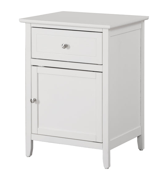 Glory Furniture Izzy White 1 Drawer 1 Door Nightstand