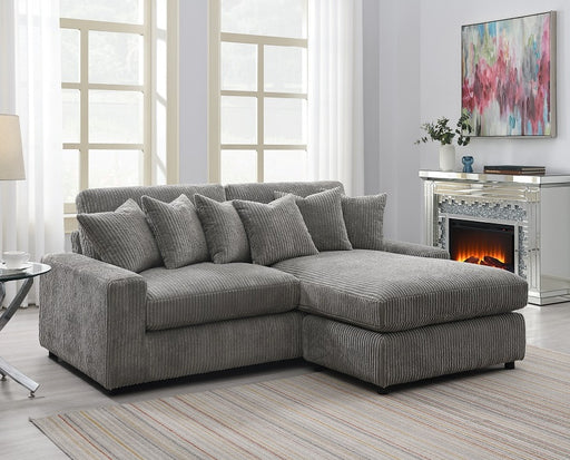 Acme Furniture Tavia Gray Reversible Sectional with 6 Pillows
