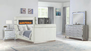Galaxy Home Lavish Beige 4pc Queen Bedroom Set With Fireplace