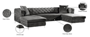 Meridian Furniture Gail Grey Velvet 3pc Sectional
