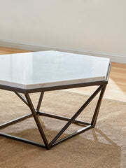 Steve Silver Corvus White Marble Hexagon 3pc Coffee Table Set