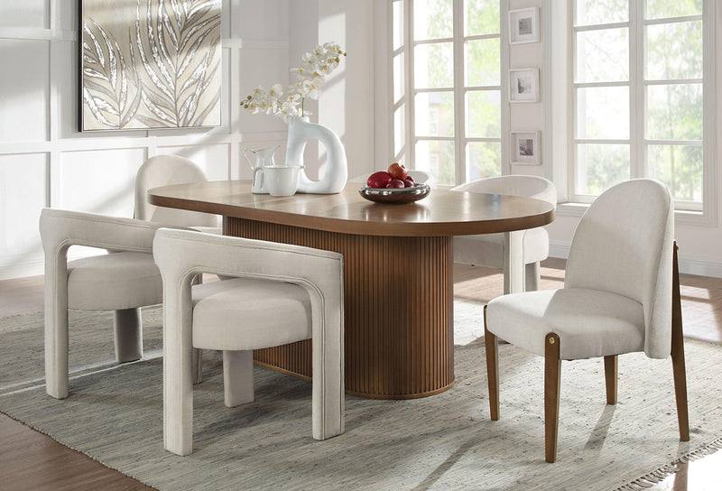 2 Acme Furniture Gamarya Beige Dark Oak Side Chairs