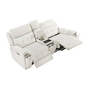 Home Elegance Celeste Taupe Power Double Reclining Love Seat with Console