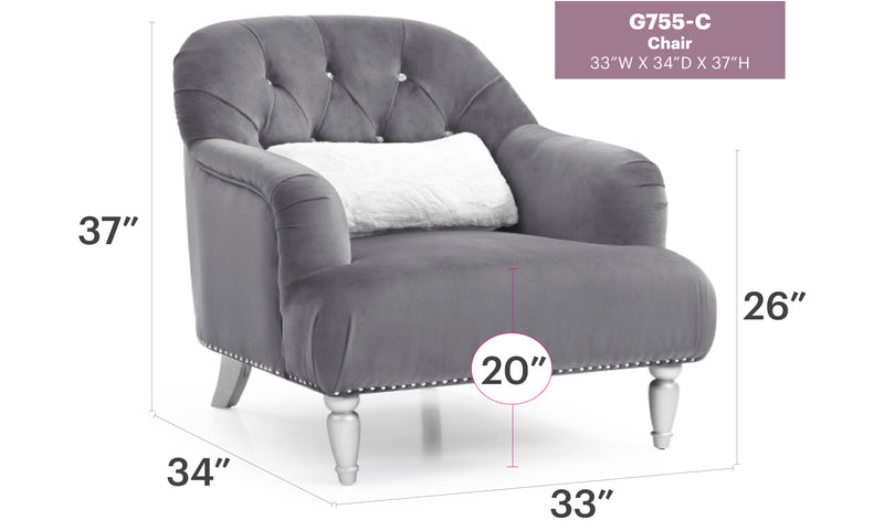 Glory Furniture Jewel Blue Velvet Chair