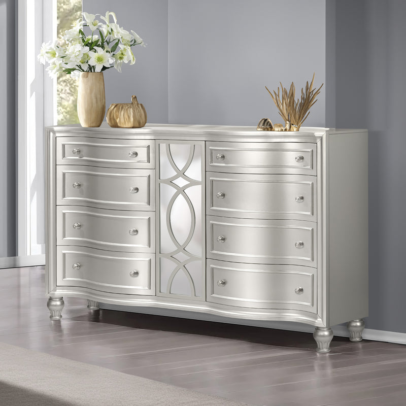 New Classic Furniture Reflections Silver Dresser and Mirror