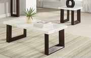 Acme Furniture Edwyn White Natural 3pc Coffee Table Set