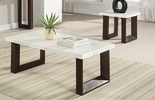 Acme Furniture Edwyn White Natural 3pc Coffee Table Set