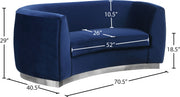 Meridian Furniture Julian Grey Velvet Chrome Loveseat