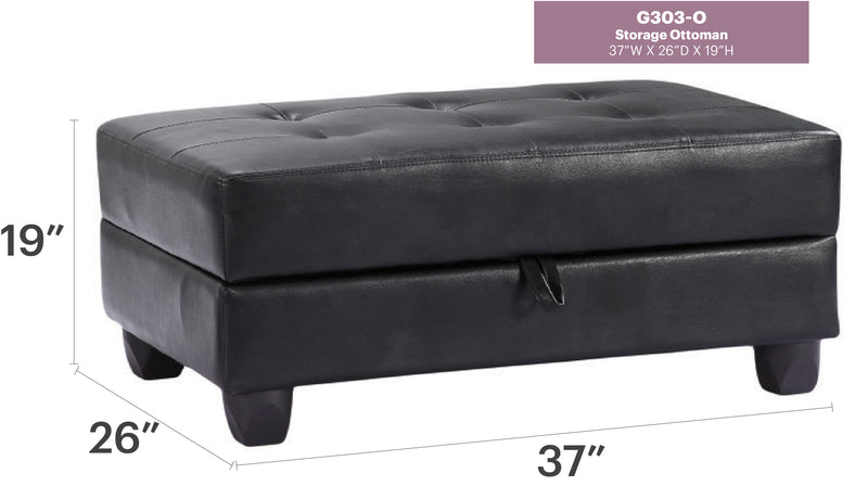 Glory Furniture Revere Black Faux Leather Ottoman