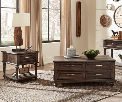 Home Elegance Cardano Driftwood Dark Brown 3pc Coffee Table Set