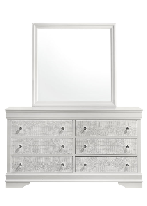 Galaxy Home Blaze White 6 Drawer Dresser and Mirror