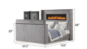 Galaxy Home Lavish Gray 5pc Queen Bedroom Set With Fireplace
