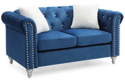 Glory Furniture Raisa Navy Blue Velvet Loveseat