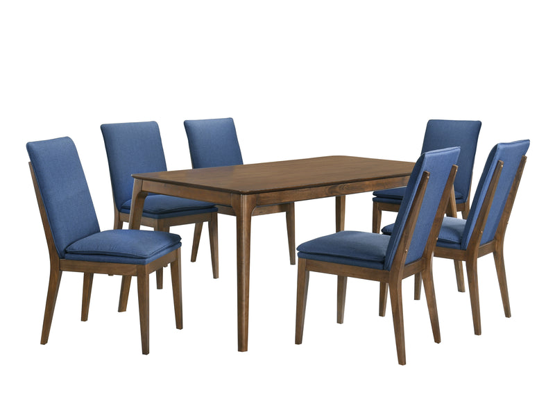 New Classic Furniture Maggie Walnut Blue 7pc Dining Room Set DT-6CH 