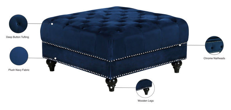 Meridian Furniture Sabrina Black Velvet Ottoman