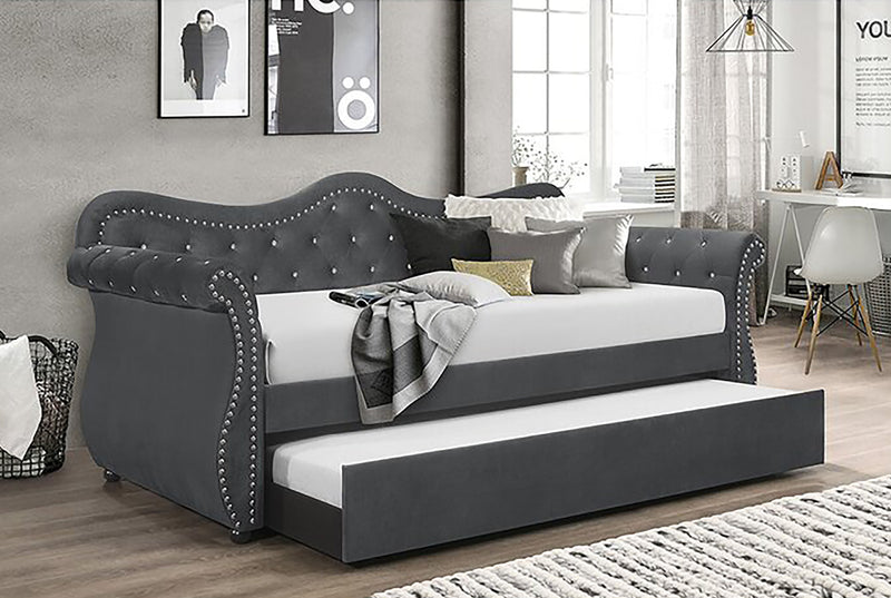 Galaxy Home Abby Navy Velvet Trundle Daybed