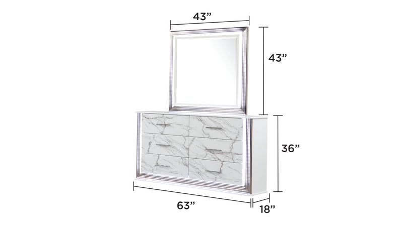 Galaxy Home Desire White Dresser and Mirror