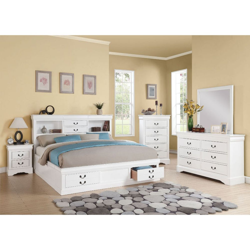 Acme Furniture Louis Philippe III White 2pc Bedroom Set With Queen Storage Bed