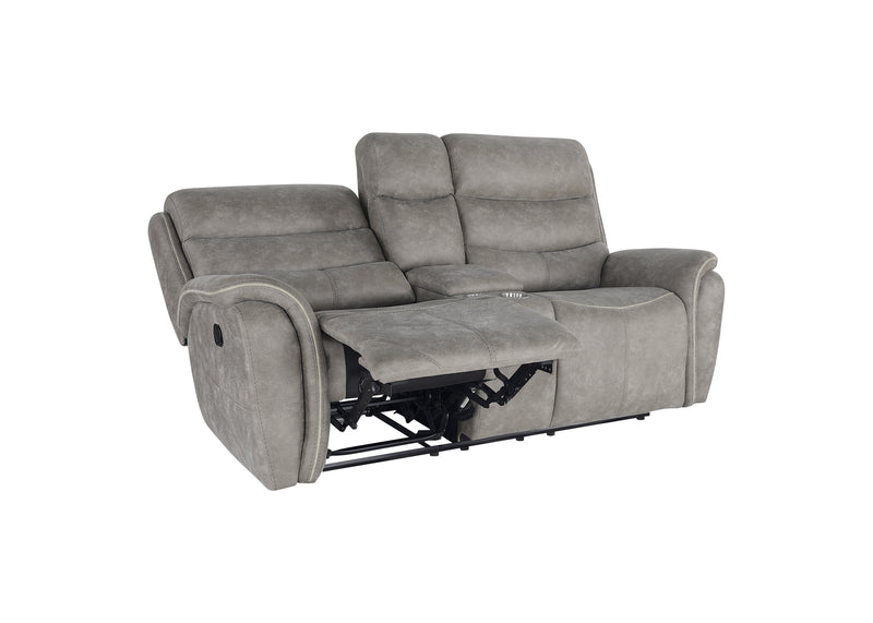 New Classic Furniture Kamari Gray Console Loveseat with Dual Recliners