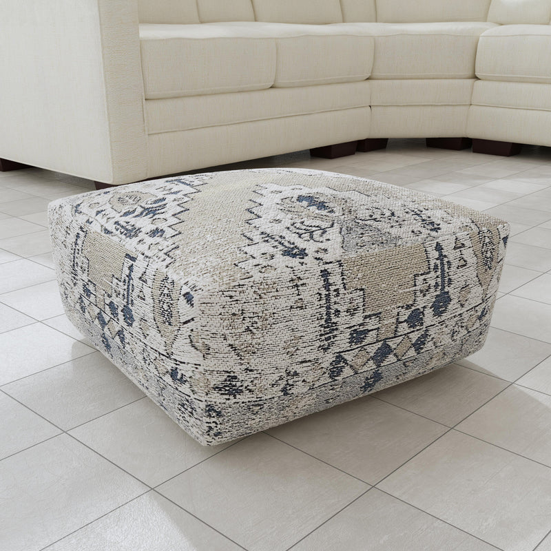 Steve Silver Kira Green Blue White Jacquard Woven Pouf