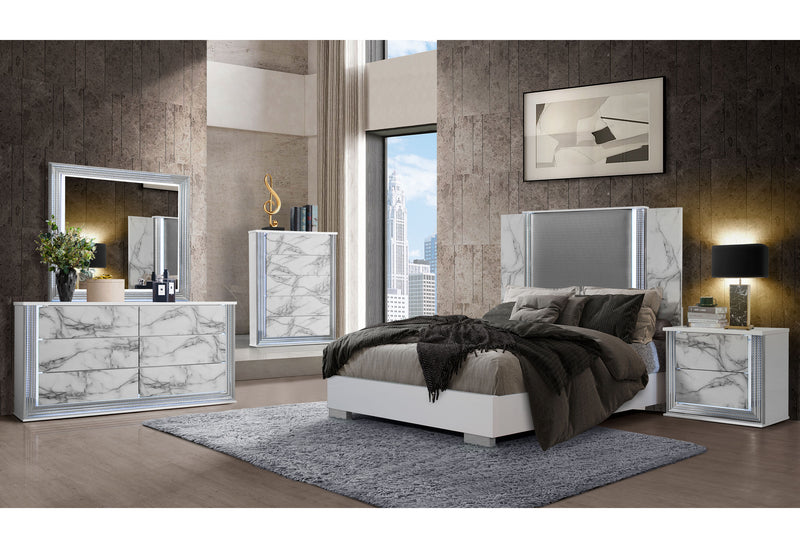 Global Furniture Ylime Light Grey White Dresser with LED