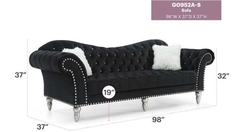 Glory Furniture Wilshire Dark Gray Velvet Sofa